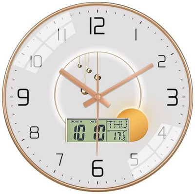 Star Work Analog-Digital 67 cm X 32.5 cm Wall Clock(White, With Glass, Standard)