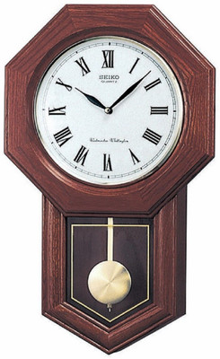 Seiko Analog 54 cm X 9.5 cm Wall Clock(Brown, With Glass, Pendulum)