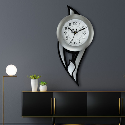 HorseHead Analog 42.5 cm X 17.5 cm Wall Clock(Silver, With Glass, Pendulum)