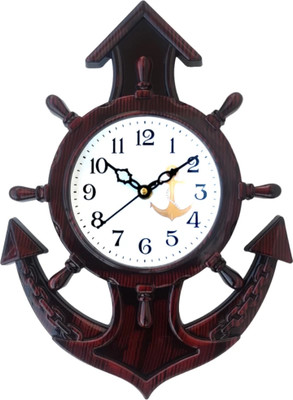 ridu creation Analog 24 cm X 31 cm Wall Clock(Brown, With Glass, Standard)