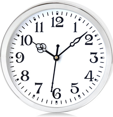YJS Enterprises Analog 18 cm X 18 cm Wall Clock(Silver, With Glass, Standard)
