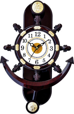 Gulabi Art Analog 16 cm X 16 cm Wall Clock(Brown, With Glass, Pendulum)