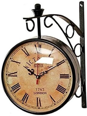 Antic Handi Enterprises Analog 20 cm X 16 cm Wall Clock(Black, Beige, With Glass, Double-Sided)