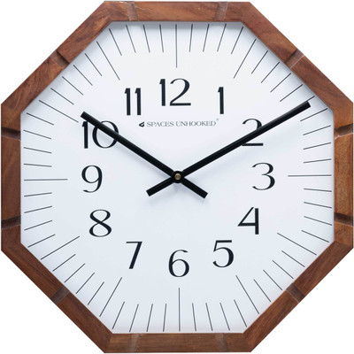 Spaces Unhooked Analog 31.5 cm X 31.5 cm Wall Clock(Brown, Without Glass, Standard)