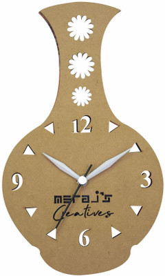 MerajCreatives Analog 25 cm X 16 cm Wall Clock(Beige, Without Glass, Standard)