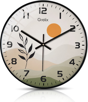 Orelix Analog 29 cm X 30 cm Wall Clock(Black, With Glass, Standard)