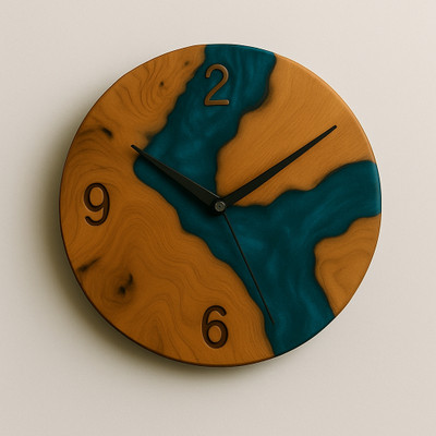 Oaeshi Analog-Digital 25 cm X 30 cm Wall Clock(Brown, Without Glass, DIY Clocks)
