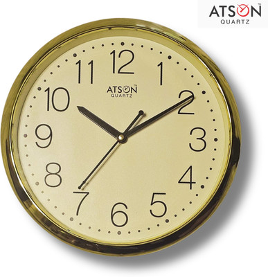Atson Analog 24 cm X 24 cm Wall Clock(Gold, With Glass, Standard)
