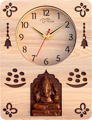 ART OCEAN Analog 32 cm X 24 cm Wall Clock(Beige, With Glass, Standard)