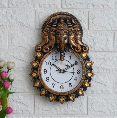 Digistore Analog 31 cm X 24 cm Wall Clock(Brown, With Glass, Standard)