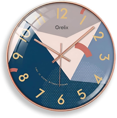 Orelix Analog 30 cm X 30 cm Wall Clock(Pink, Gold, With Glass, Standard)