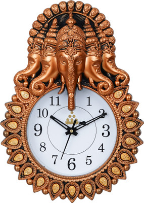 KK CRAFT Analog 33.02 cm X 22.86 cm Wall Clock(Brown, With Glass, Standard)