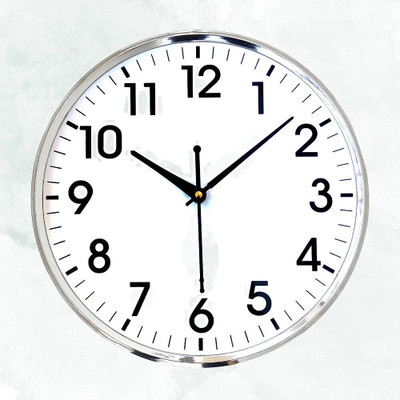 auwg Analog 26 cm X 26 cm Wall Clock(Silver, With Glass, Standard)