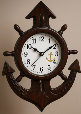 GrabBasket Analog 30 cm X 24 cm Wall Clock(Brown, With Glass, Standard)