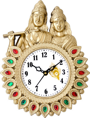 Ava creation Analog 30 cm X 22 cm Wall Clock(Gold, With Glass, Standard)