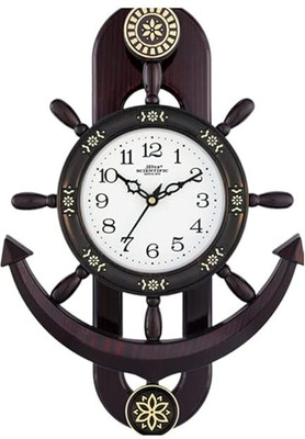 GrabBasket Analog 35 cm X 25 cm Wall Clock(Brown, With Glass, Pendulum)
