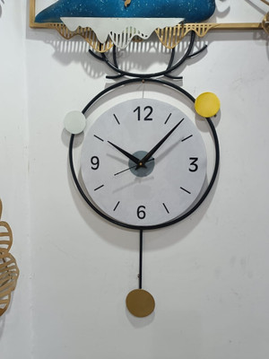 FAB HOME DÉCOR Analog 61 cm X 38 cm Wall Clock(Multicolor, Without Glass, Standard)