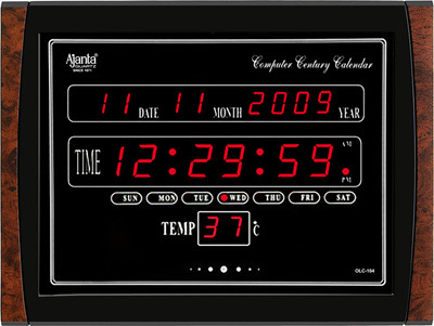 AJANTA Digital 29.6 cm X 30.1 cm Wall Clock(Red, Brown, With Glass, Standard)