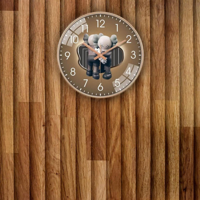 Star Work Analog 67 cm X 32.5 cm Wall Clock(White, Red, With Glass, Standard)
