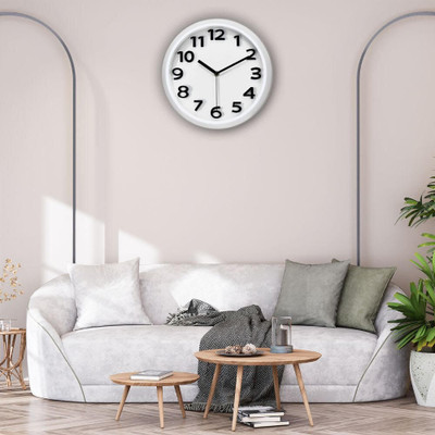 Star Work Analog 67 cm X 32.5 cm Wall Clock(White, With Glass, Standard)