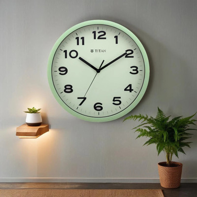 Titan Analog 30 cm X 30 cm Wall Clock(Green, With Glass, Standard)