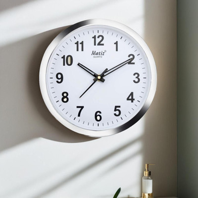 matiz Analog 20 cm X 20 cm Wall Clock(Silver, With Glass, Standard)