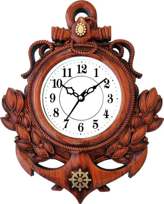 Cerulean Analog 24 cm X 31 cm Wall Clock(Brown, With Glass, Standard)