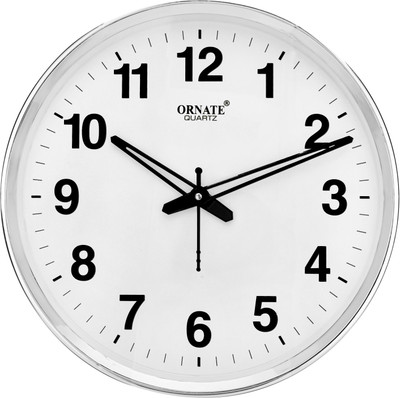 Ornate Quartz Analog 32 cm X 32 cm Wall Clock(Silver, With Glass, Standard)