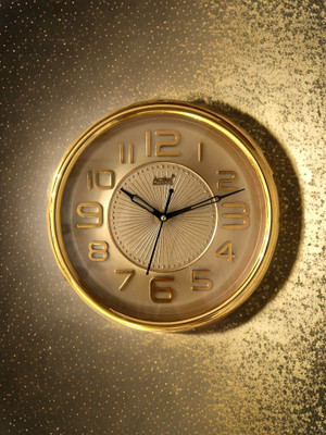 SS TRADER Analog 30 cm X 30 cm Wall Clock(Gold, With Glass, Standard)