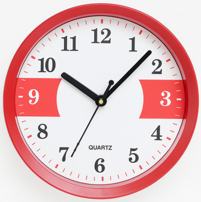 Ava creation Analog 21 cm X 21 cm Wall Clock(Red, With Glass, Standard)