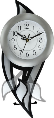 Attractionz Analog 42 cm X 17.5 cm Wall Clock(Silver, With Glass, Pendulum)