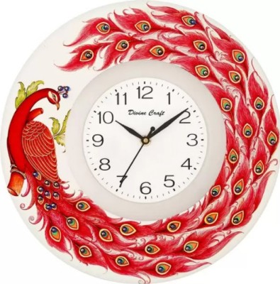 Tanishka Analog 35 cm X 35 cm Wall Clock(Red, With Glass, Standard)