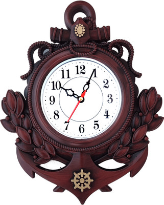 Analog Wall Clock(Brown, With Glass)