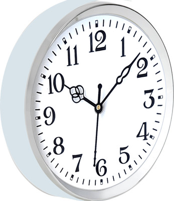 Ava creation Analog 21 cm X 21 cm Wall Clock(Silver, White, With Glass, Standard)