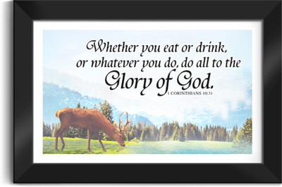 ELBEN CREATIVES Whether You Eat Or Drink... Do All to The Glory of God. 1 Corinthians 10:31.(9.7 inch X 13.7 inch, Bluish (Small))