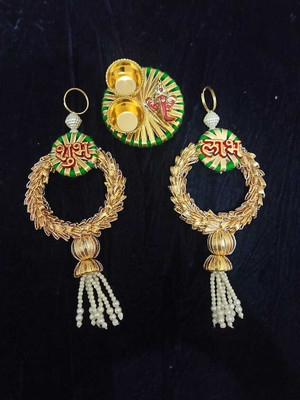 JUHIS CREATION JUHIS LABH SHUBH Pack of 3(green with golden)