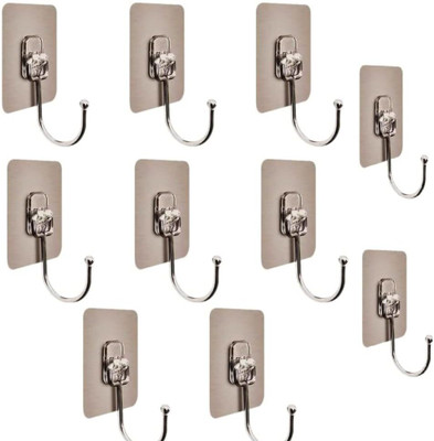 Estervig Large Adhesive Wall Hooks, Heavy Duty Sticky Hooks, Waterproof Adhesive Hooks Hook 1(Pack of 10)