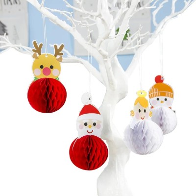 FLYER Pack of 4 Christmas Paper Honeycomb Balls Set - Festive Decorations Pack of 4(Multicolor)