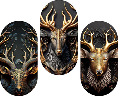 BookYourGift Deer Design Wooden Plank Set Of 3 Decor Pack of 3(12 inch X 17 inch, Black)