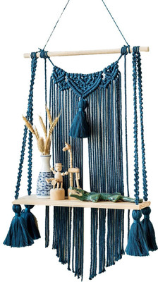RAJDEEP COLLECTION Macrame Decorative Wooden Wall Mounted Hanging Home Decors (MADE IN INDIA)(81.3 inch X 30.5 inch, Blue)