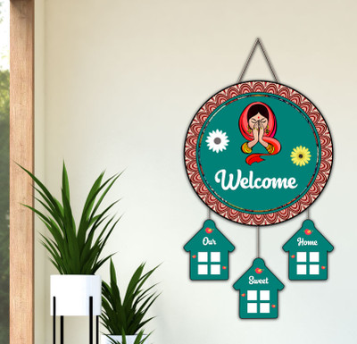 shri kanth art Welcome Design Wall Hanging, Wooden Modern Art Decoration Item Wall Hanger(18 inch X 12 inch, Welcome Wall Hanging)