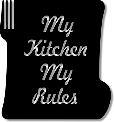 Dphoenix Kitchen Wall Decor Sign “My Kitchen My Rules” | Decorative Quote Board for Home(12 inch X 11.3 inch, Black)