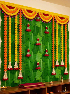 Wilnercrown Wedding Pooja Decoration Curtain Backdrop Decoration , Size 5x5(Multicolor)