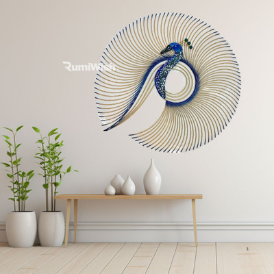 RumiWish Alluring Metal Peacock Wall Art Decorations | Perfect 3D Sculpture 78 x76 cm(White, Blue)