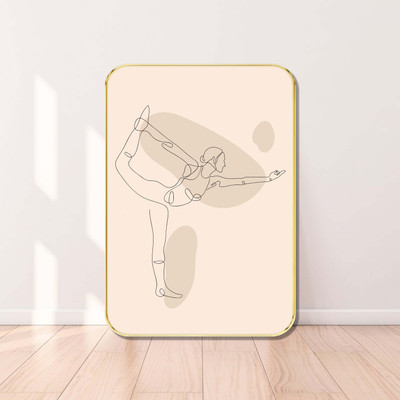 SAF PRINT Modern Yoga Pose Wall Decor in Golden Frame | Abstract Line Drawing(19.5 inch X 13.5 inch, Maroon)