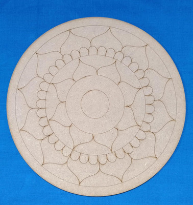 Toyjet Educational Products Brown Pre-Marked Round 30 Cm Mdf Base For Craft And Mandala Art 12 Inch Diameter(Brown)