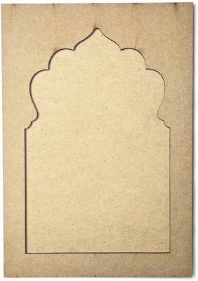 ADIKALA Plain Jharokha MDF Wall Plate Base with Frame Cutout for DIY Craft Pack of 6(Brown)