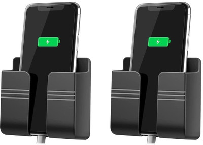 M/S DSNS Mobile Wall Mount Stand for Charging | AC/TV Remote Holder Black Pack OF 2 Mobile Holder