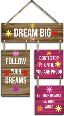 AAYOG CREATIONS Motivation Quote Wooden Wall Hangings |Home Decoration Items(16 cm X 16 cm, White)
