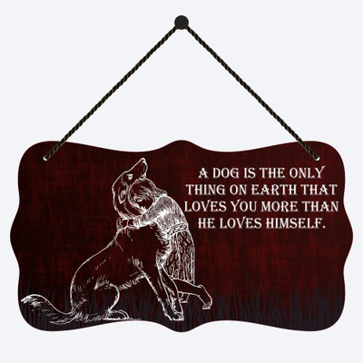 Home Delight Dog Love Quotes Wooden Wall Hanging Sign for Home Decor Housewarming Gift Items(12 inch X 12 inch, Brown)